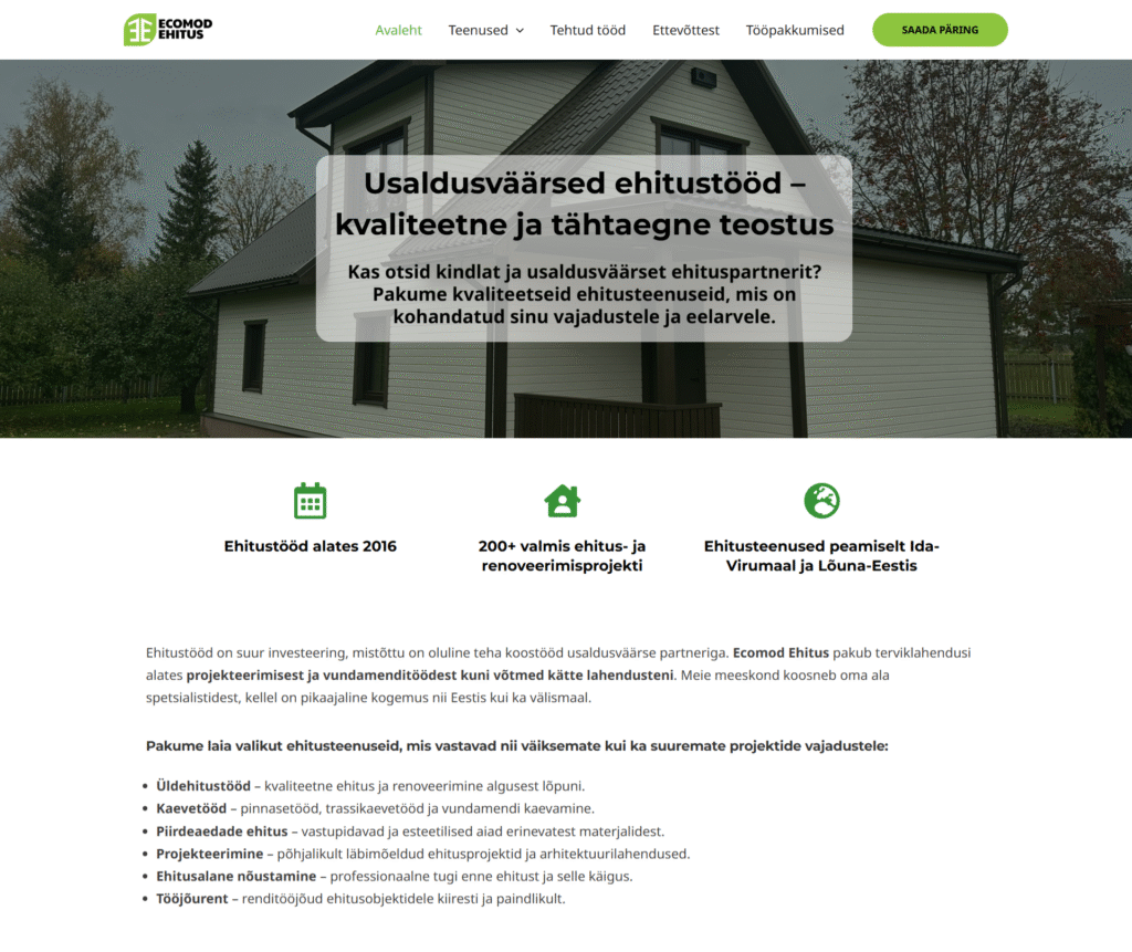 Valmis koduleht - Ecomod Ehitus